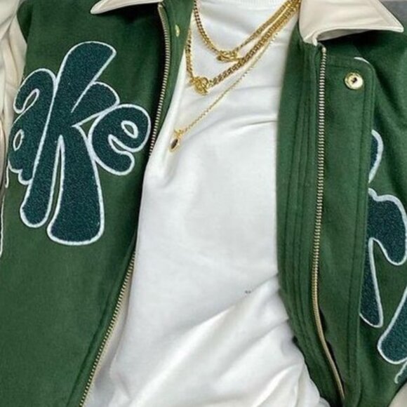 HOUSE OF SUNNY TAKE A TRIP GREEN VARSITY BOMBER JACKET - Picture 3 of 4